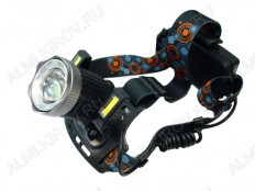 Фонарь налобный PT-FLG03(SL-167) светодиодный Патриот 1LED CREE T6 + 2LED COB; ZOOM питание 2xLi-ion18650, зарядка от сети 220В или от прикуривателя 12DCV