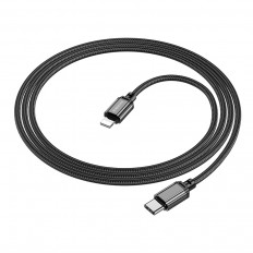 Кабель Type-C-Lightning, 1.0м, для зарядки и передачи данных, черный, BX87