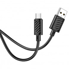 Кабель USB-microUSB, 1.0м, для зарядки и передачи данных, чёрный, (X88) HOCO 2.4A, ПВХ (PVC), ...