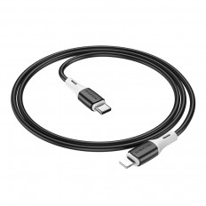 Кабель Type-C-Lightning, 1.0м, для зарядки и передачи данных, черный, BX79