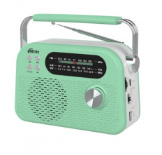Радиоприемник RPR-045 MINT RITMIX УКВ(FM) 87.5-108МГц; СВ(MW) 522-1620МГц; КВ(SW) 9,5-18МГц ; Bluetooth; USB, microSD; питание от аккумулятора 18650(в комплекте). Зарядка через шнур USB