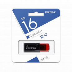 Карта Flash USB 16 Gb (Clik Black-Red)) SMART BUY с колпачком; USB 2.0
