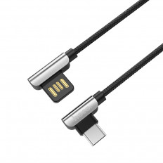 Кабель USB-Lightning, 1.2м, для зарядки и передачи данных, белый, (U42) HOCO 2,4A, ТПЭ (TPE) тканевая оплетка, угловой