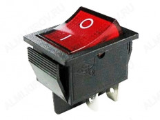 Сетевой выключатель RWB-502 (SC-767) ON-OFF красный с фиксацией с подсветкой 27,8*21,8mm; 15A/250V; 4 pin