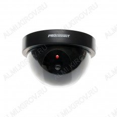 Муляж видеокамеры 45-0220; купольный, черный, PROCONNECT Питание: 2*AA; красный мигающий светодиод