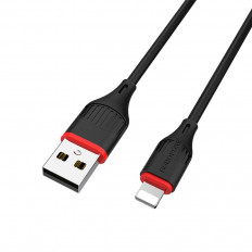 Кабель USB-Lightning, 1.0м, для зарядки и передачи данных, чёрный, (BX17 Enjoy) BOROFONE 2.0A, ПВХ (PVC), ...