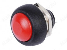 Кнопка PBS-33B OFF-(ON) красная, без фиксации d=12mm; 1A/250VAC; 2pin