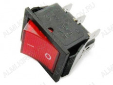 Сетевой выключатель RWB-506 (SC-767) ON-ON красный с фиксацией с подсветкой 27,8*21,8mm; 15A/250V; 6 pin