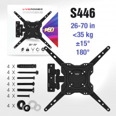 Кронштейн для LED телевизора поворотный 26"-70" (LP-P60) LIVE-POWER Макс.нагрузка 25кг; крепление VESA 200х200,300х300,400х400; от стены 46-340мм; регулировка в двух плоскостях; цвет черный