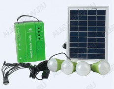 Комплект освещения E-Power HT-732G на солнечной батарее 8Вт с четырьмя лампами по 3Вт (зеленый) E-Power