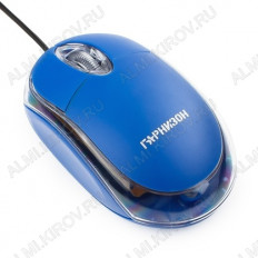 Мышь проводная GM-100B Blue ГАРНИЗОН проводная, 1000dpi, 3 кнопки, колесо-кнопка, USB, кабель - 115см, 95*55*32мм, 70г