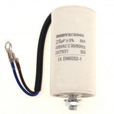 Конденсатор пусковой 25мкФ 450В CBB-60-болт (К78-17) гибкие выводы RODYX 40x70mm
