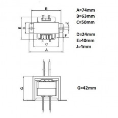 Трансформатор 9V 0.8A 7.7W серии EI48-20 RUICHI 74*40*42мм