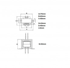 Трансформатор 9V 0.8A 7.7W серии EI48-20