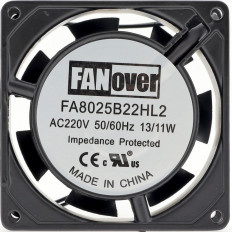 Вентилятор 220VAC 80*80*25mm FA8025B22HL2 FANOVER 0.08A; 31dB; 2400 об;