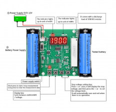 KIT Тестер емкости Li-Ion аккумуляторов XH-M240 Питание: 5...12V; Ток разряда 0.5A; тестирование напряжения, ёмкости и энергии разряда Li-Ion АКБ 18650