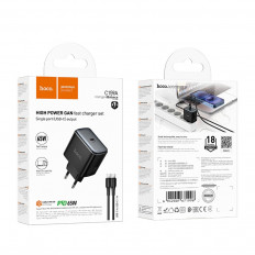 Сетевое зарядное устройство с выходом Type-C, 3.0А, 65W GaN, черный, C159A , каб. Type-C- Type-C