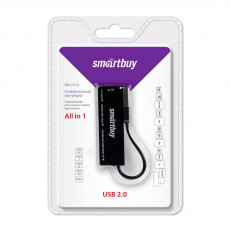 Card Reader SBR-717-K черный Smartbuy USB2.0; поддержка: microSD, MiniSD, SD, XD, MMC, MS, M2 универсальный