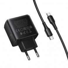 Сетевое зарядное устройство с выходом Type-C, 3.0А, 65W GaN, черный, C159A , каб. Type-C- Type-C