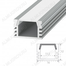 Профиль накладной SF-1612 (000986) для LED-ленты шириной до 11мм SWG размеры: 2000*16*12мм; комплект: профиль, экран, 2 заглушки, 4 скобы, крепеж