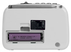 Радиоприемник RPR-033 WHITE RITMIX УКВ 88,0-108.0МГц; Bluetooth; USB, AUX; Питание от аккумулятора 18650(в комплекте. Зарядка через шнур USB