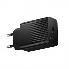 Сетевое зарядное устройство с выходом 1*USB, 3.0А, черный, BAS72A Source,QC3.0;