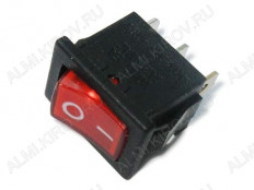 Сетевой выключатель RWB-206 (SWR-41) ON-OFF красный с фиксацией с подсветкой 19,5*13,2mm; 6A/250V; 3 pin