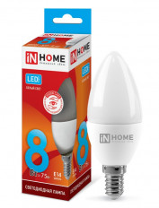Лампа светодиодная 220В/ 8.0Вт/ E14/ 4000К (дневной белый) (L630)/ 760lm (4690612020433); INHOME