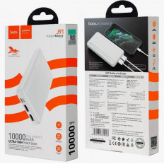 Аккумулятор внешний 10000mAh J91 Tacker, белый HOCO вход: microUSB/Type-C; выход: Type/USB; ток 2A
