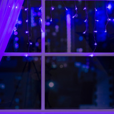Гирлянда светодиодная "Бахрома", цв.-фиолетовый, 3556848 Luazon Lighting светодиодная; Ш:3 м, В:0,5 м, нить прозрачная, LED-80-220V, контр. 8 р. Фиолетовая