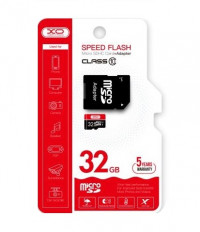 Карта MicroSDHC 32Gb (Class 10) XO USB 2.0 + SD adapter, черно-красная