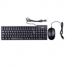Комплект клавиатура+мышь RKC-010 Black RITMIX проводной, USB; Клавиатура: длина кабеля 130см; Мышь: Оптическая, 800dpi, длина кабеля 110см