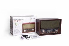 Радиоприемник "БЗРП РП-340" Россия УКВ 64,0-108.0МГц; СВ 53,0-160,0 кГц; КВ 7,2-16,0МГц; разъем USB, SD, microSD; Bluetooth; Питание от 4*R20, аккумулятора или от сети 220В
