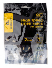 Шнур HDMI шт/HDMI шт 1.0м (ver 2.0) UHD 4K/60Hz, 18Gbit/s (CCF2-HDMI4-1M) CABLEXPERT Plastic-Gold, с ферритовыми фильтрами, пакет