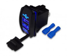 Адаптер DC/DC 12V/5V 4,2А A53B 2USB-разъема No name Uвх.12-24В; Uвых 5В; 2,1/2,1А; цвета подсветки синий