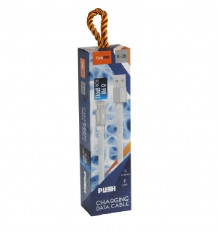 Кабель USB-Lightning, 1.0м, для зарядки и передачи данных, белый, (K-35) FAISON 2.0A, ТПЭ (TPE) тканевая оплётка, ...