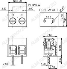 Клеммник DG306-031-12 (DG306-5.0-03P-12) DEGSON Винтовой,3конт.,5мм,250В,10А