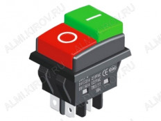Сетевой выключатель JD03-A4 ON-OFF красно-зеленый с фиксацией 28,8*21,8mm; 15A/250V; 4 pin