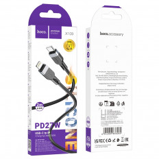 Кабель Type-C-Lightning, 2.0м, X109 Energy, для зарядки и передачи данных, черный,