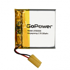 Аккумулятор LP303030-PCB-LD (3.7V; 180mAh) GoPower Li-Pol; 3.0*30*30мм (цена за 1 аккумуля
