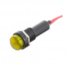 Лампа индикаторная 220V 10mm желтый XD10-8W 220VAC; d=10mm; с проводами 160mm