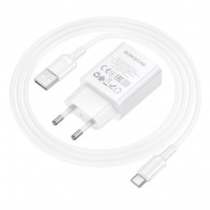 Сетевое зарядное устройство с выходом USB, 3.0А, белый, BA111A Star,с кабелем USB-Type-C, поддержка QC3.0;
