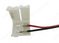 Разъем для LED-ленты, 10мм, 1 разъем с проводом, 2pin-10mm30mm-1 (000168) SWG IP20; для открытых одноцветных лент; защелка; длина провода 15см