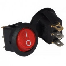 Сетевой выключатель IRS-101-8C ON-OFF красный круглый с фиксацией с подсветкой d=20.6mm; 6A/250V; 3 pin