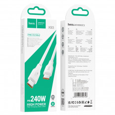 Кабель Type-C-Type-C, 2.0м, X93 Force 240W fast белый, для зарядки и передачи данных,