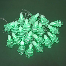 Гирлянда "Нить", 5м, Зеленый "Новогодняя ёлочка", провод прозрачный светодиодная; светодиоды -20шт., 220V, IP20