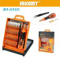 Набор держателя и бит (33 предмета) JM-8101 JAKEMY в наборе: отвертка-держатель, удлинитель 60mm, антистатический пинцет 115mm, биты (30 шт.)