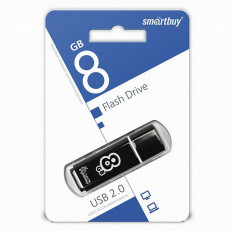 Карта Flash USB 8 Gb (Glossy Black) SMART BUY с колпачком; USB 2.0