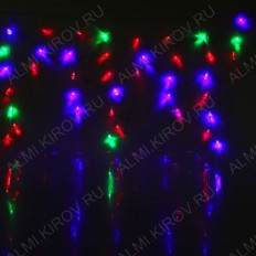 Гирлянда светодиодная "Бахрома", "Капля" 1080448 Ш:2.8 м, В:0,6 м, нить силикон, LED-100-220V, RG/RB, режим работы - мигание.