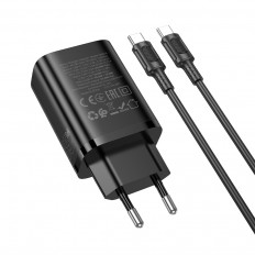 Сетевое зарядное устройство с вых.USB,Type-C,3.0A,черный BA87A Flare star PD65W +QC3.0,с каб.Type-C